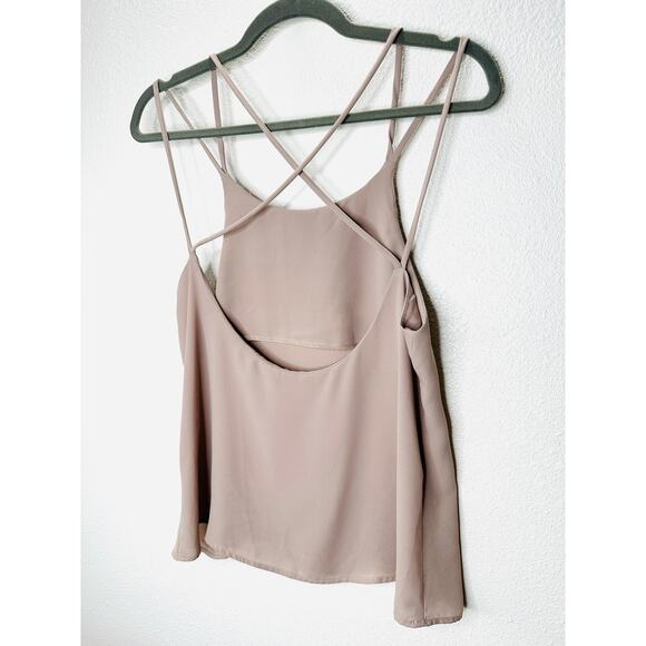 Lisakai Taupe Strappy Flowy Low Back Tank Top Blouse S - Picture 6 of 10